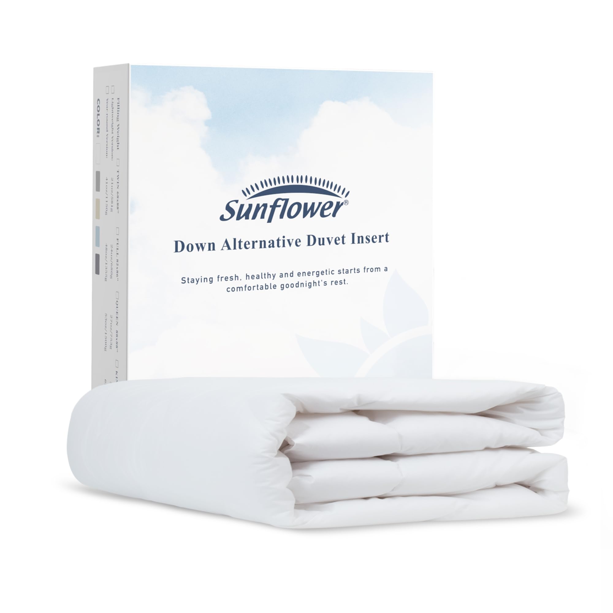 Sunflower comforter queen with white cotton shell for a soft, breathable touch