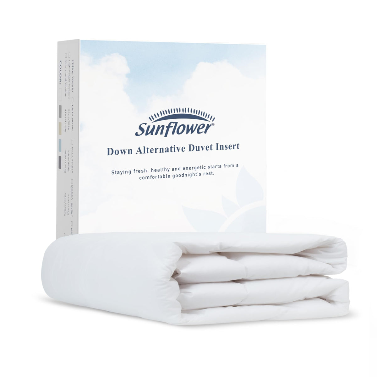 Sunflower comforter queen with white cotton shell for a soft, breathable touch