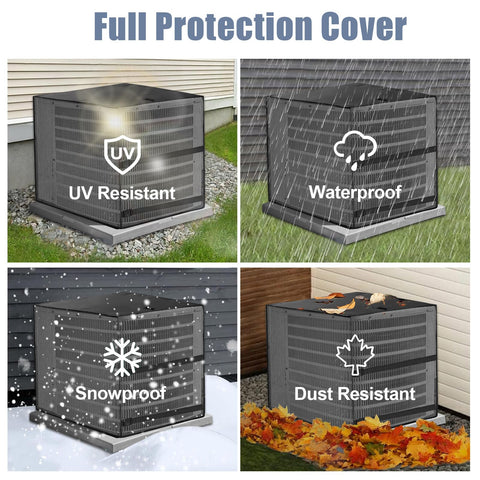 SUNICO all-season AC cover available in multiple sizes for various units.