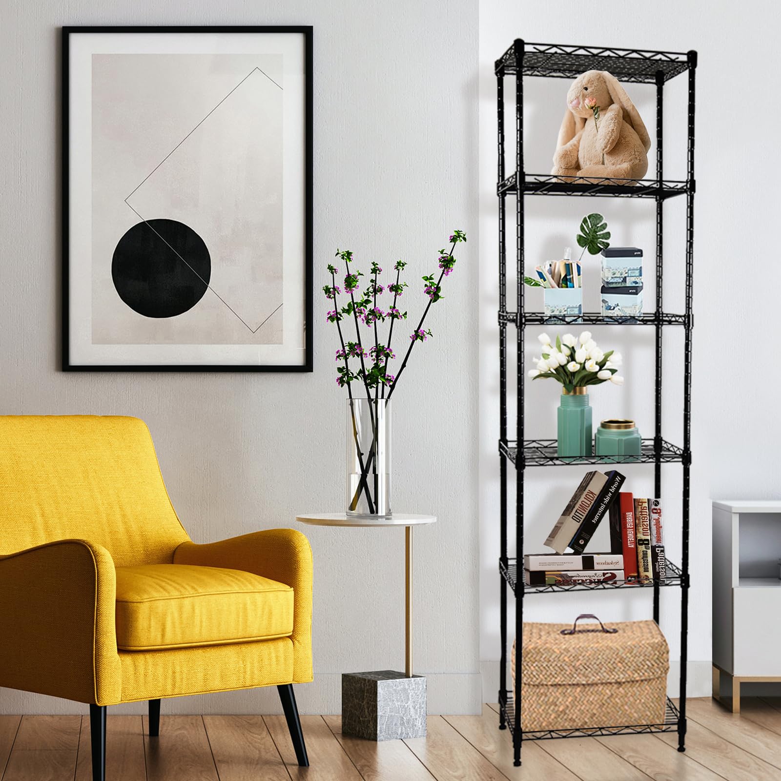 SUNLPH adjustable shelves show clear organization in a kitchen pantry.