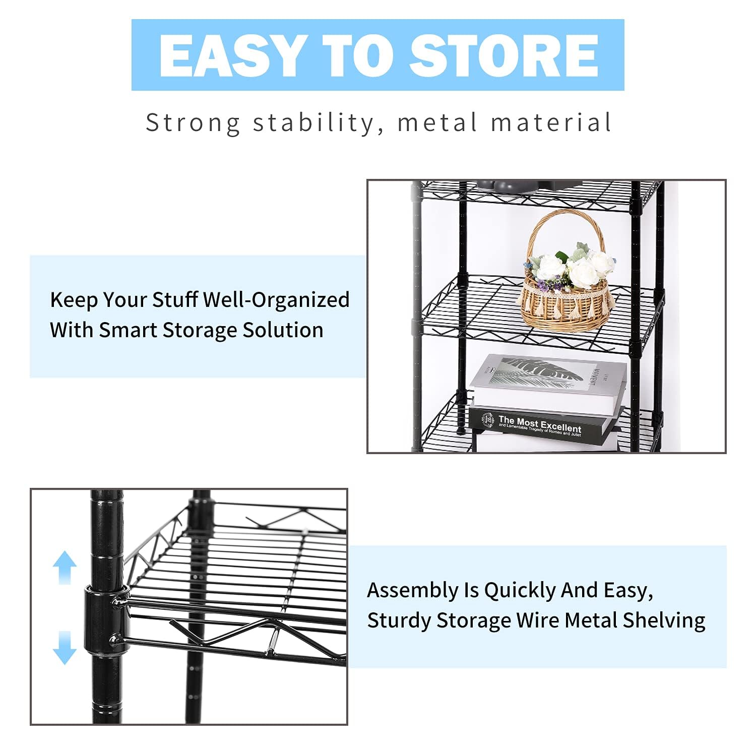 SUNLPH sturdy steel construction supports heavy storage items.