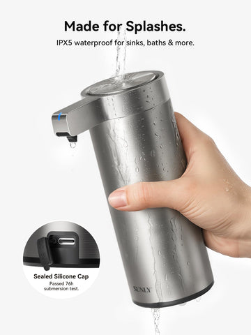 SUNLY IPX5 waterproof design withstands splashes at sinks and baths