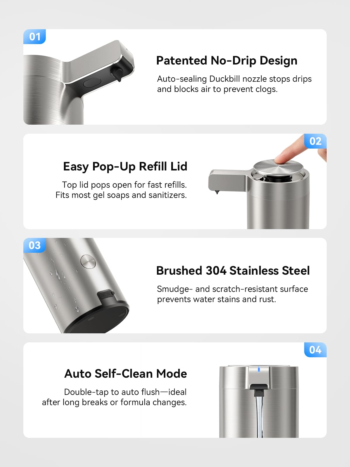 SUNLY stainless steel finish resists rust and keeps a premium look