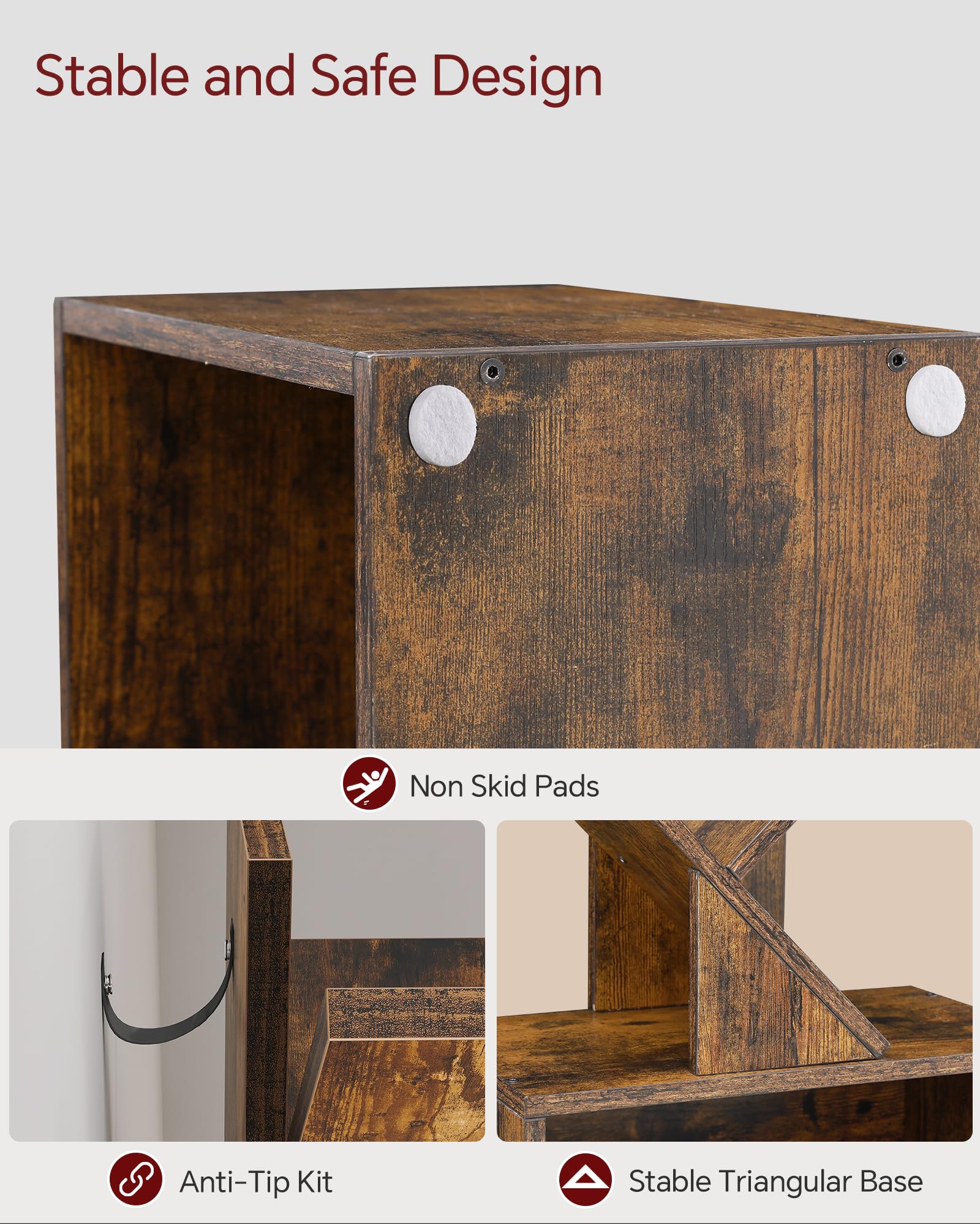 SUNMORY tree bookshelf backboard detail highlights sturdy support and stability