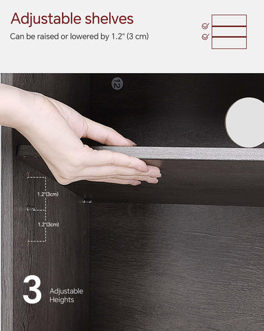 SUNMORY drawer-closed layout emphasizes tidy shelves for books and decor.
