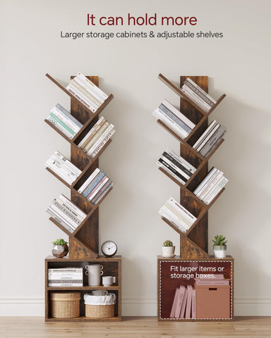 SUNMORY tree bookshelf drawer storage demonstrates hidden drawers for tidy spaces