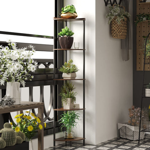 Sunmory corner shelf used as plant display for greenery and natural accents