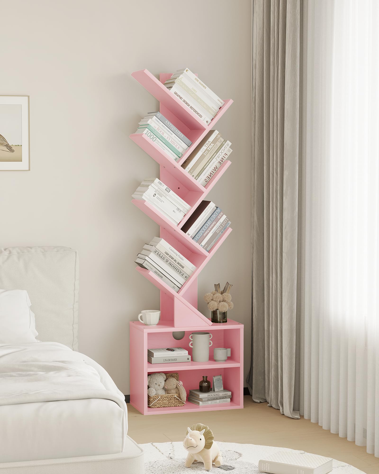 SUNMORY durable MDF construction supports daily book and decor storage.