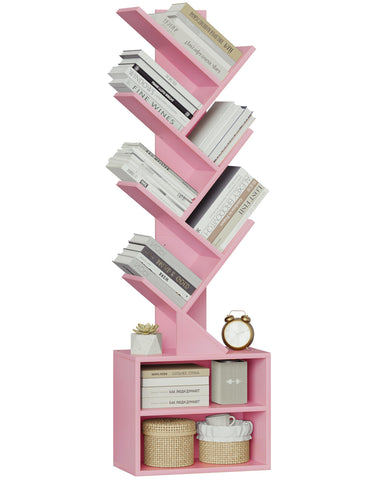 SUNMORY pink modern bookshelf suits bedrooms and home offices.