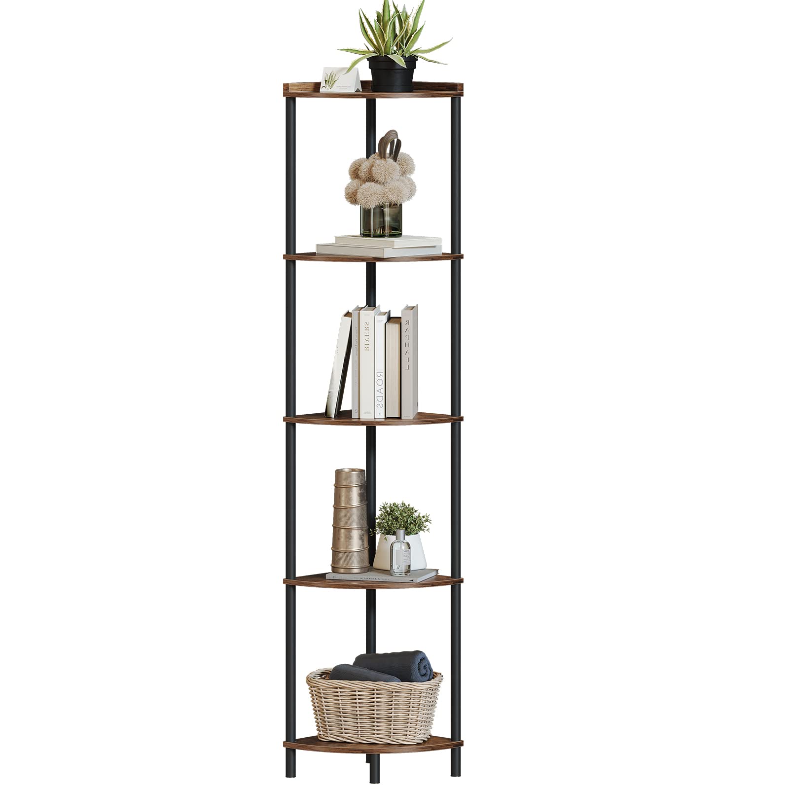 Sunmory tall 65-inch corner shelf fitting small spaces without clutter