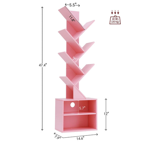 SUNMORY tall storage bookcase helps organize 5-10 books per shelf.