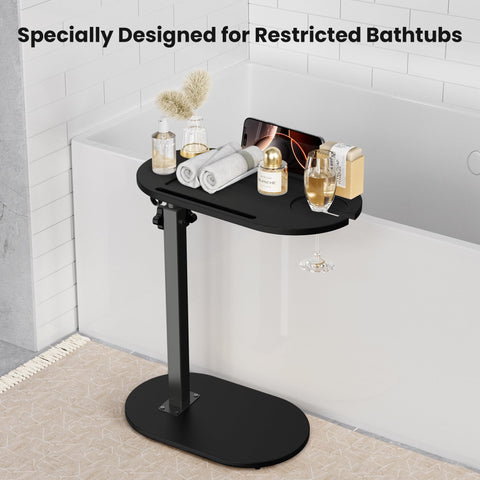 Sunnacate bamboo bathtray in freestanding design supports easy setup and stability.
