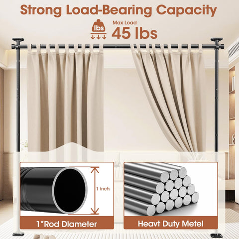 SUNALLY room divider rod no-drill installation for quick setup