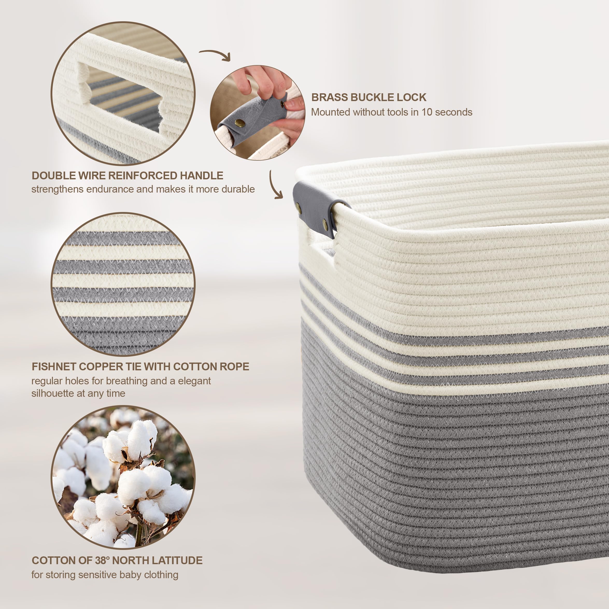 SunNewt woven rope basket ideal for blanket storage in living room