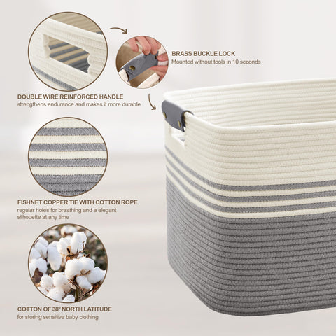 SunNewt woven rope basket ideal for blanket storage in living room
