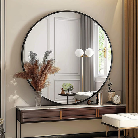 Sunniry black bathroom mirror adds elegance and humidity resistance