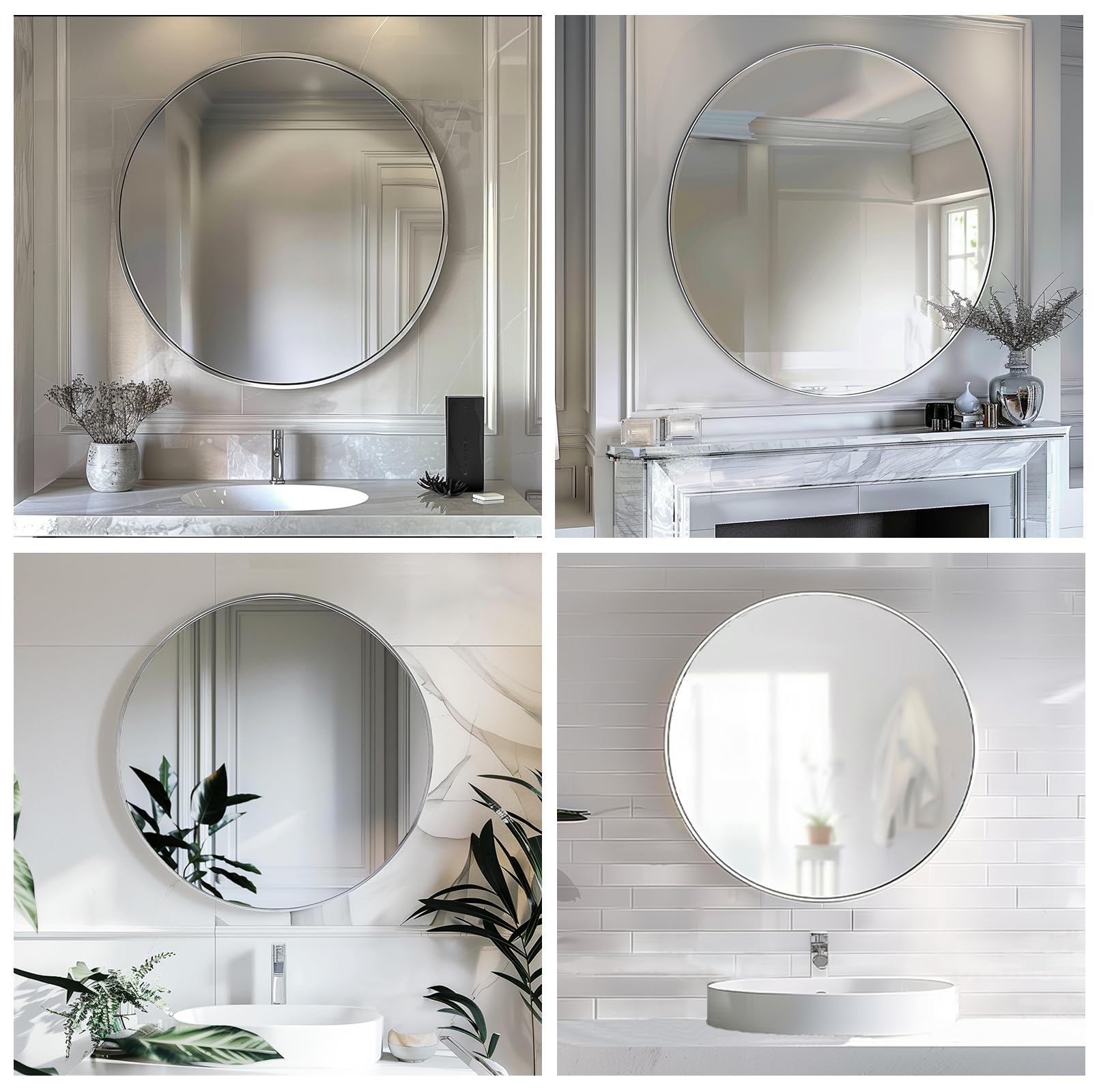 Sunniry vanity circle mirror serves as a stylish focal point above desks