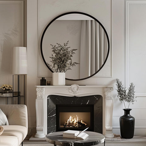 Sunniry wall mirror in living room reflects light and enlarges space