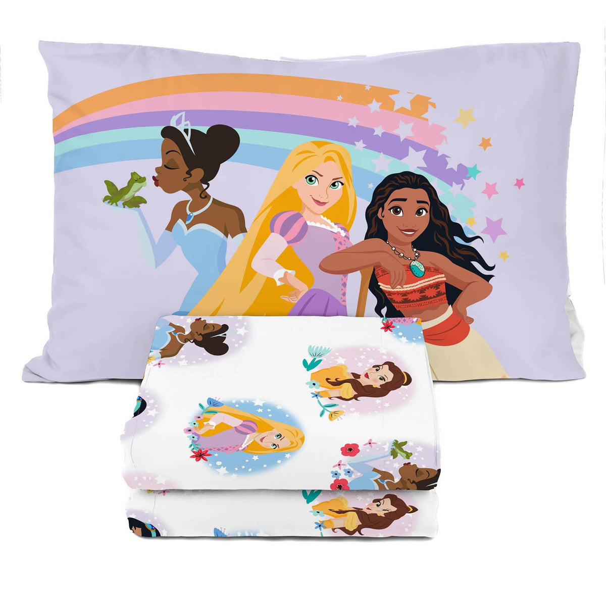Sunny Side Up Disney Princess twin sheet Moana; vivid colors promote magical bedtime routines.