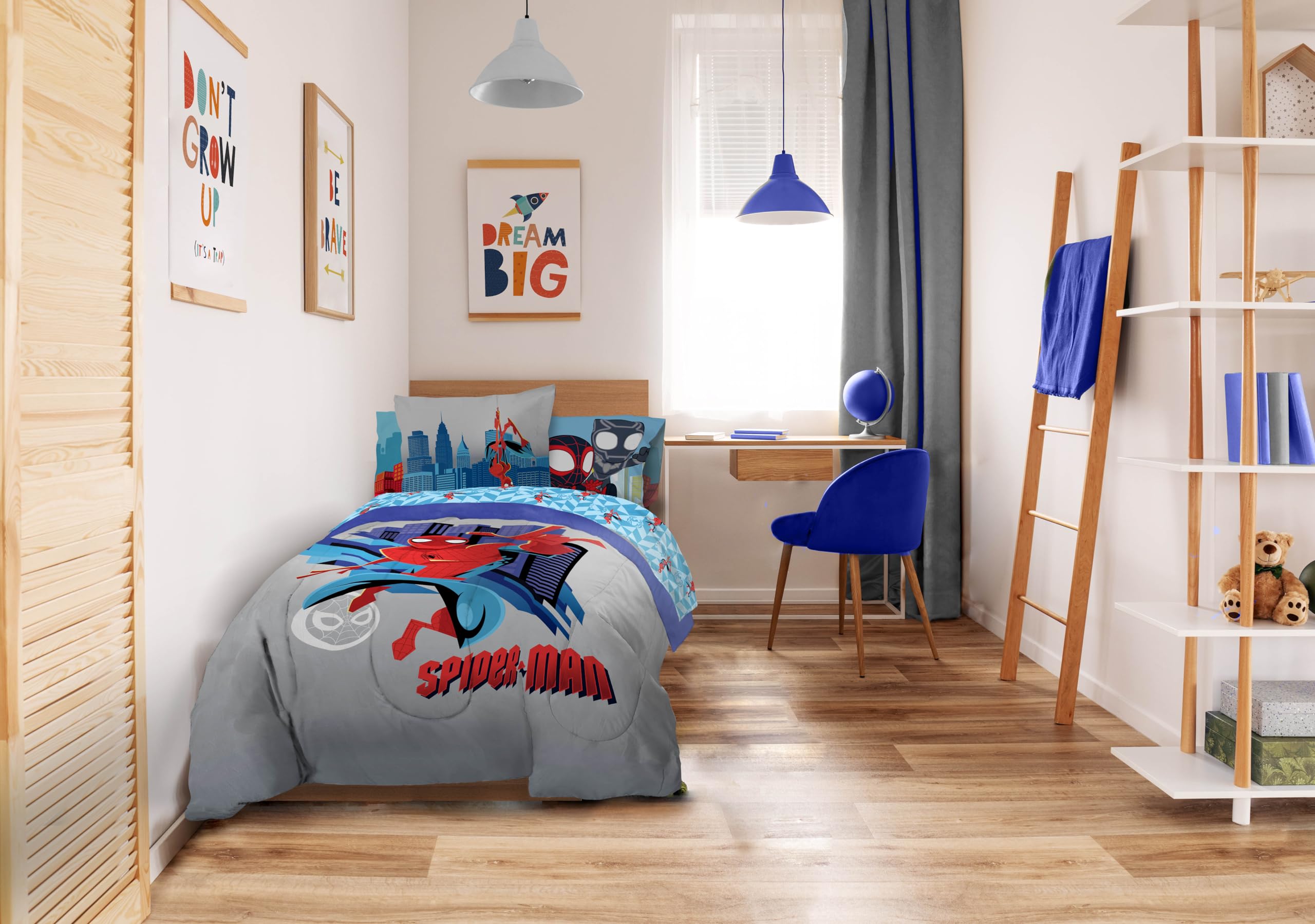 Sunny Side Up Spiderman twin comforter closeup with soft microfiber feel.