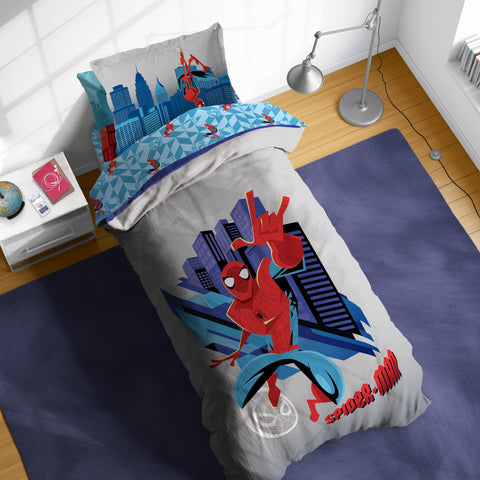 Sunny Side Up Spiderman twin bedding set full view with vibrant design for a playful room.