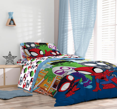 Sunny Side Up Spidey room scene showcases bold, kid-friendly decor.