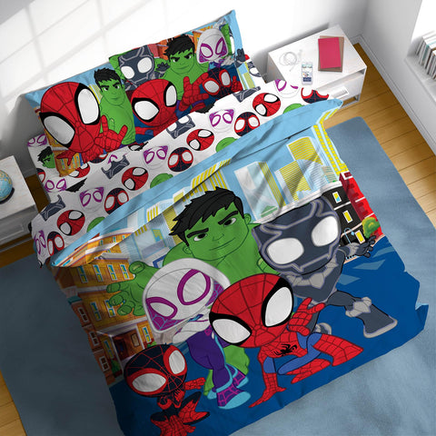 Sunny Side Up Marvel Spidey full comforter set offers a vibrant bedtime option for kids.