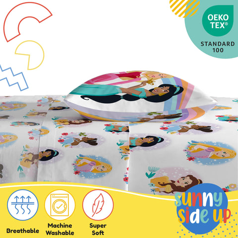 Sunny Side Up twin fitted sheet 39x75 with 10-inch pocket keeps sheets in place.