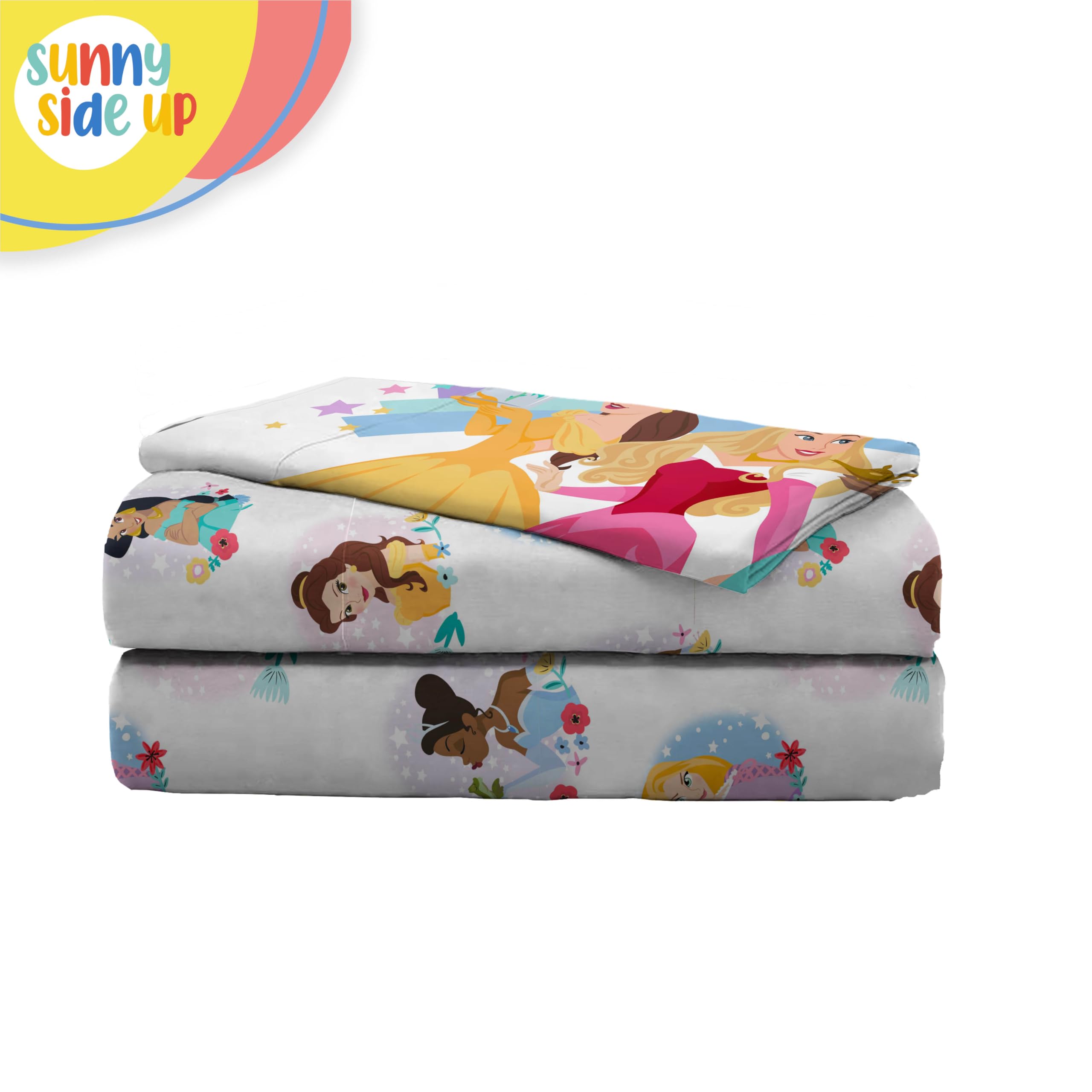 Sunny Side Up twin flat sheet 66x96; roomy and breathable for all-night comfort.