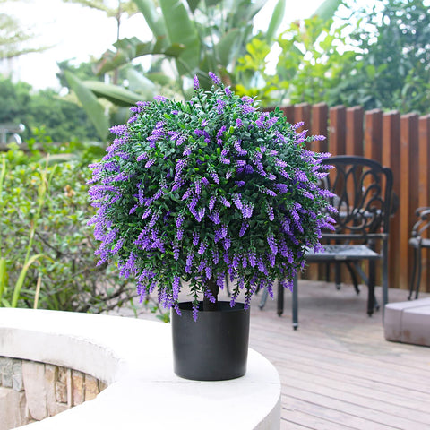 Sunnyglade artificial lavender topiary in pot for indoor/outdoor display