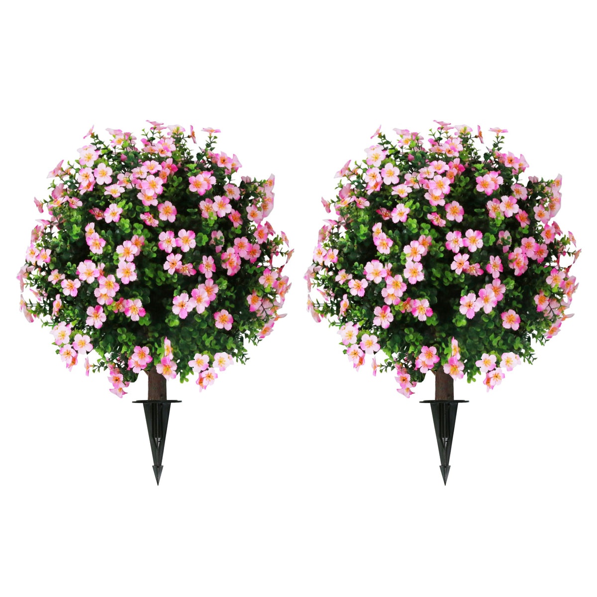Sunnyglade boxwood topiary ball tree with pink flowers for outdoor decor.