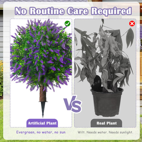 Sunnyglade lavender topiary UV resistant material resists fading outdoors.