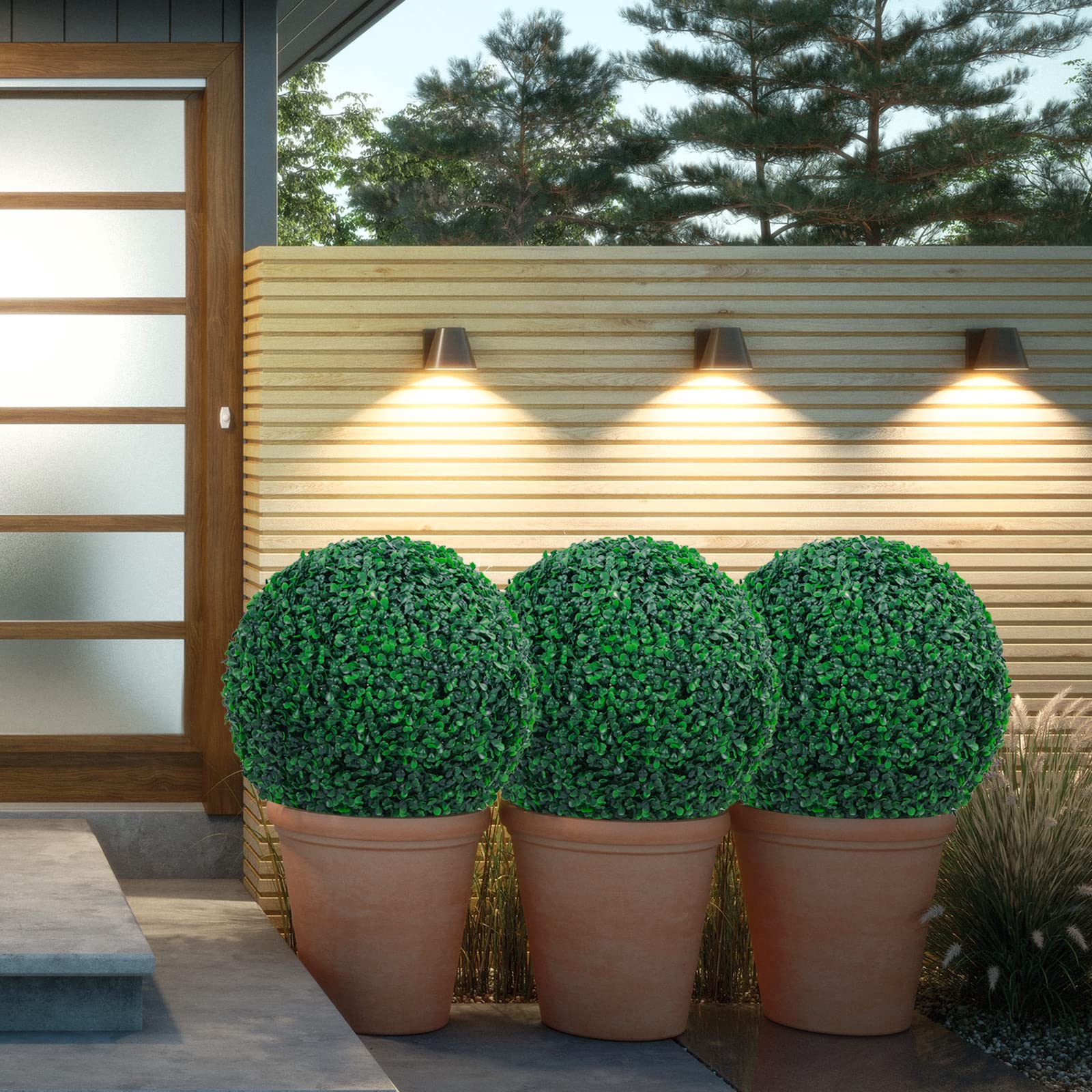 Sunnyglade outdoor boxwood topiary, durable decor with UV protection.