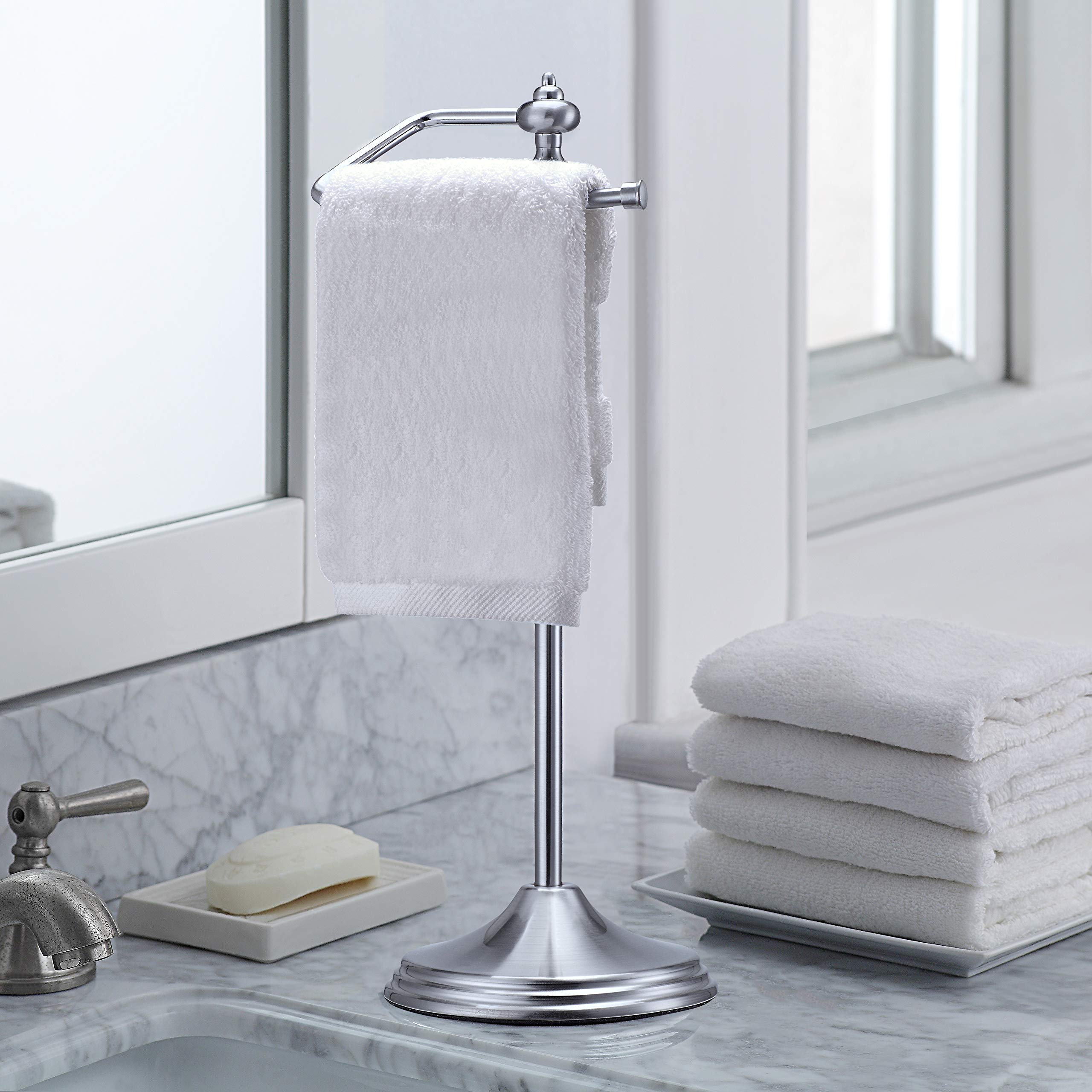 SunnyPoint fingertip towel stand with hanging bar for easy access.