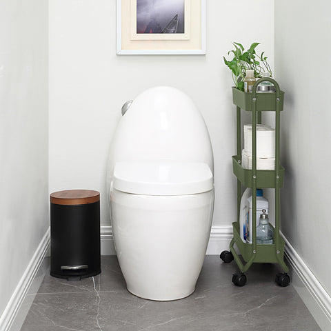 SunnyPoint Slim Rolling Cart in laundry area shows portable utility for detergents and tools.