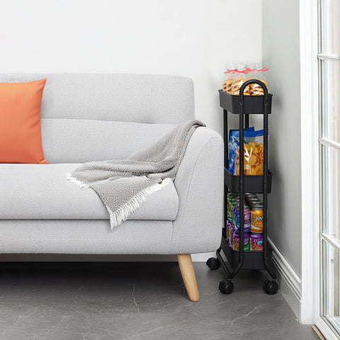 SunnyPoint Slim Rolling Cart in bathroom setup keeps toiletries within easy reach