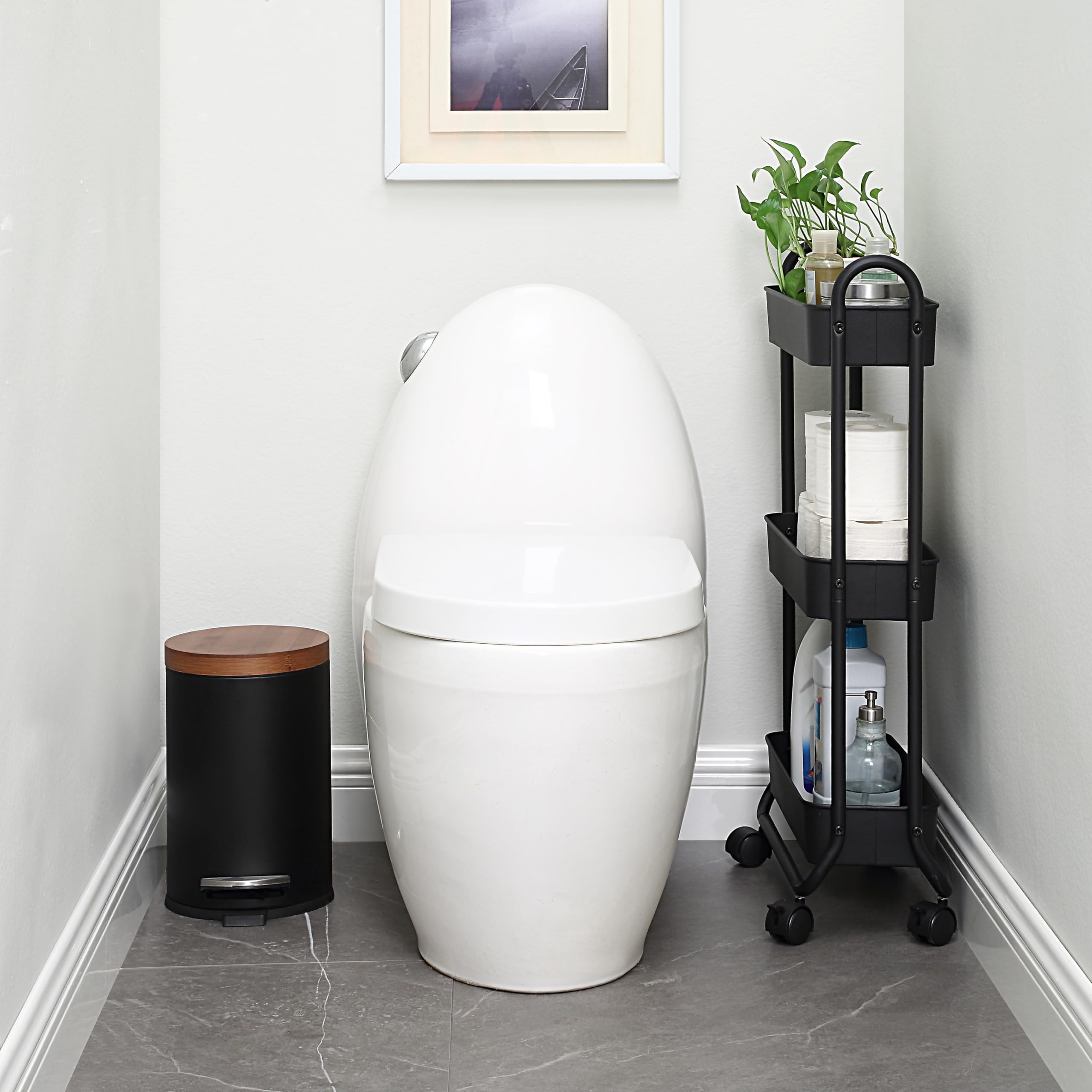 SunnyPoint Slim Rolling Cart in laundry area moves between washer and dryer