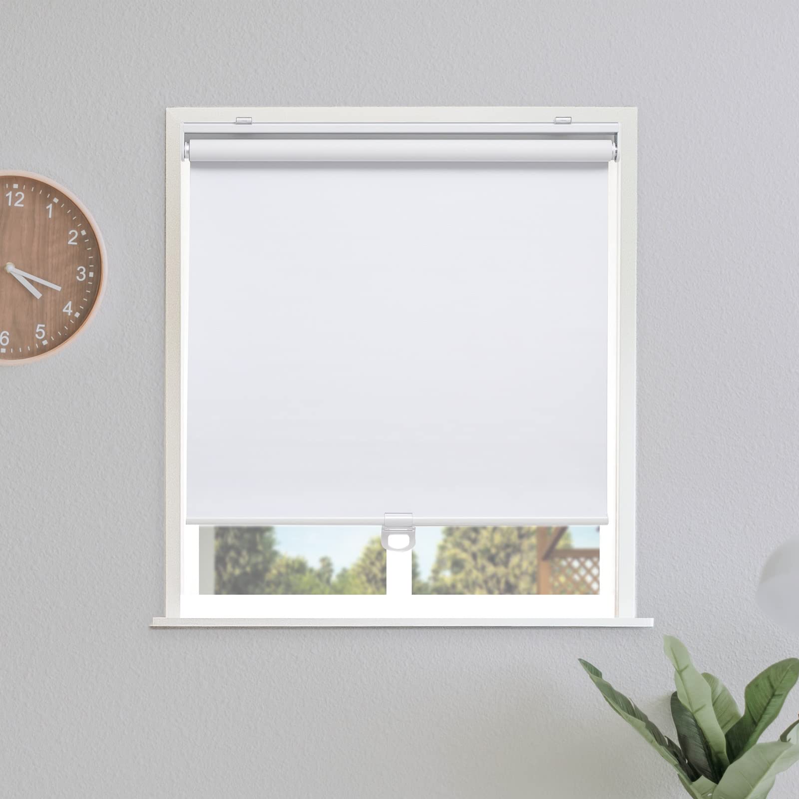 Sunoff blackout roller shade white front view showing privacy and light control