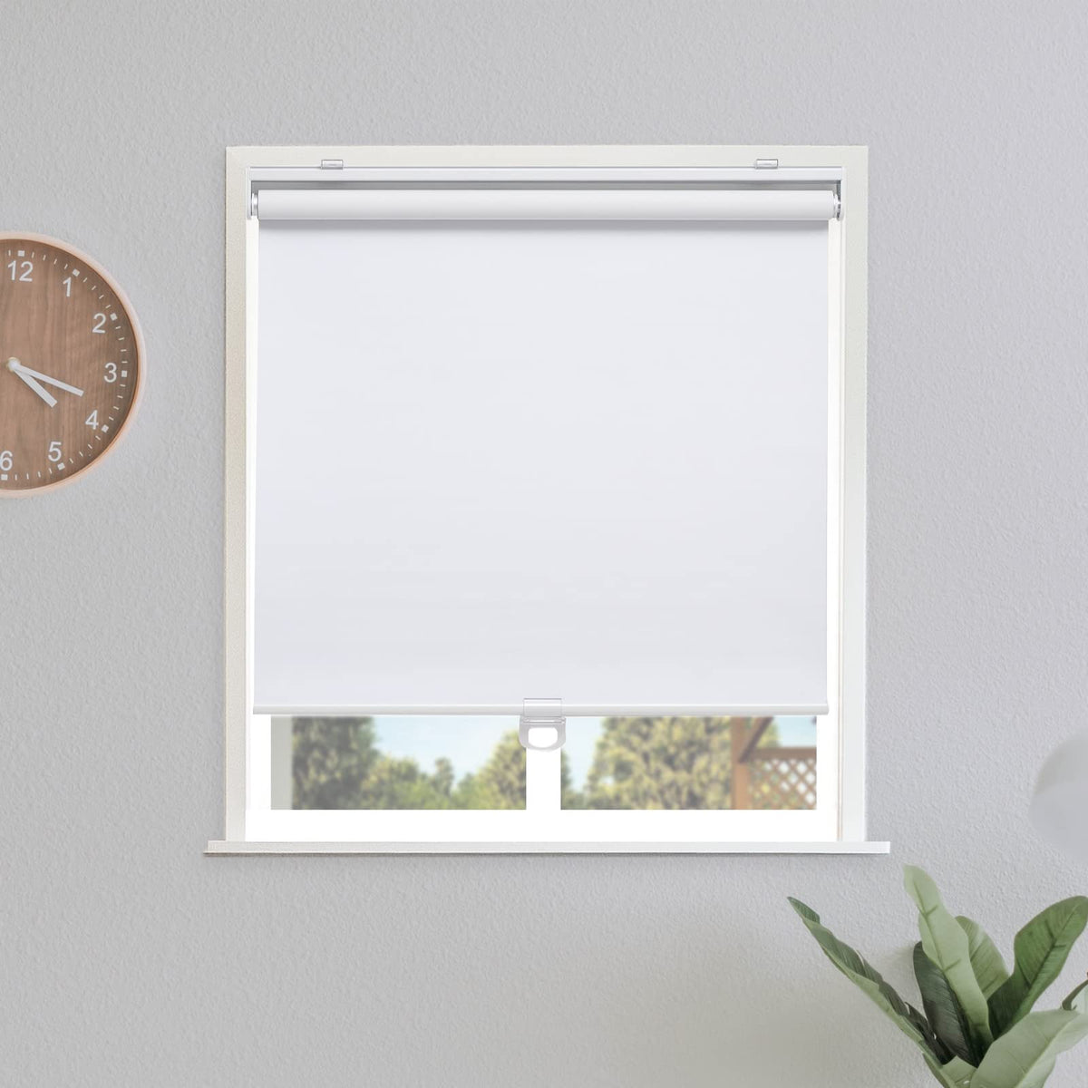 Sunoff blackout roller shade white front view showing privacy and light control