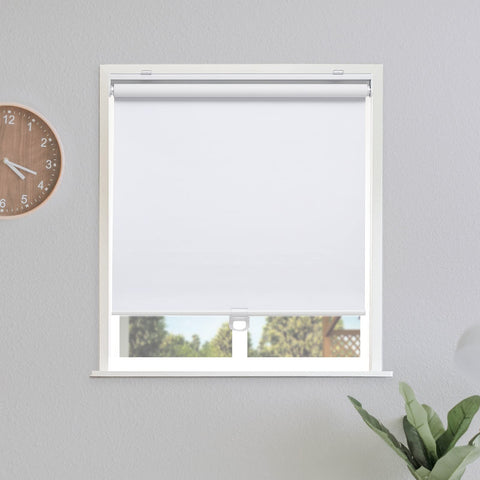 Sunoff blackout roller shade white front view showing privacy and light control