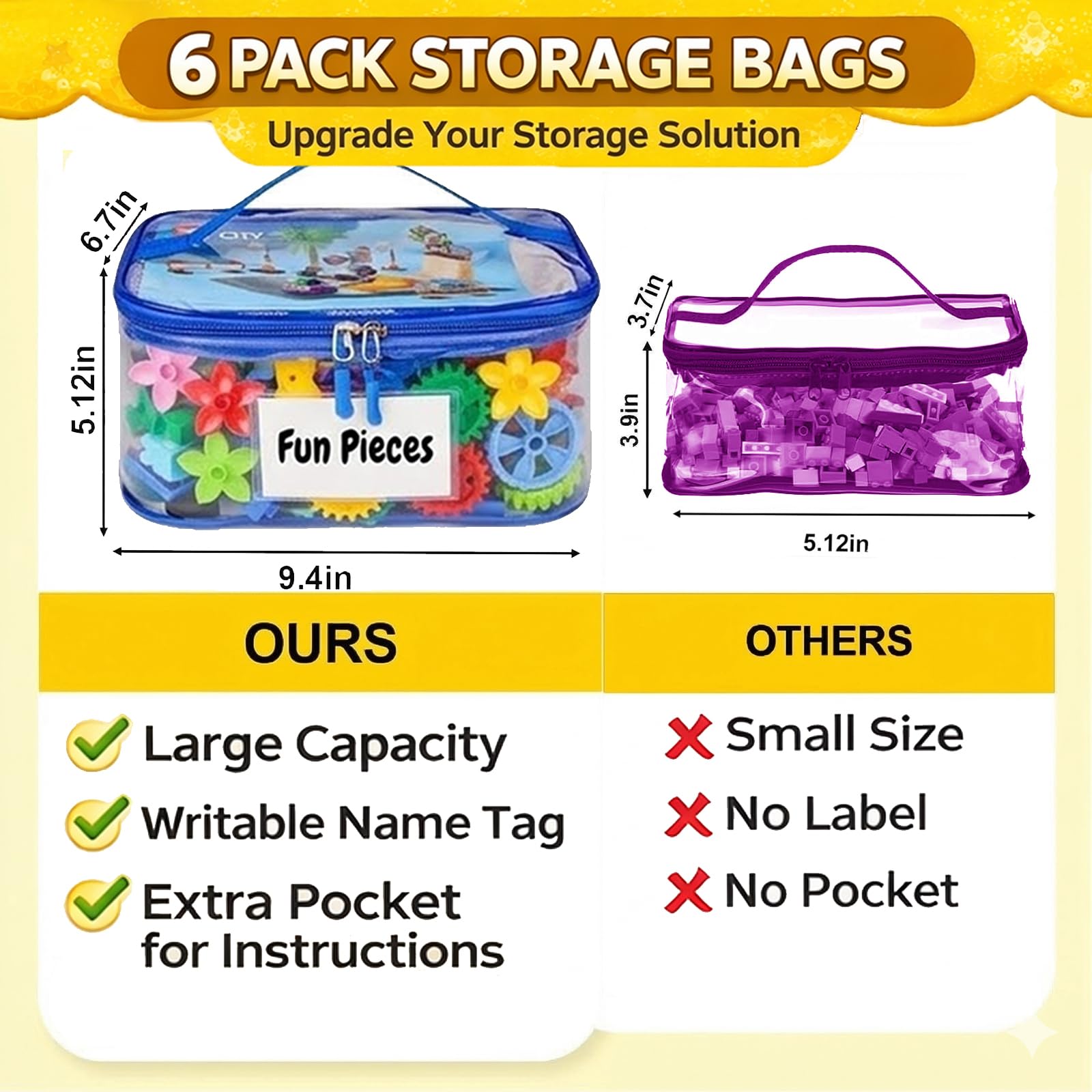 SUNPROUND large-capacity bags hold bricks, puzzles, and games.