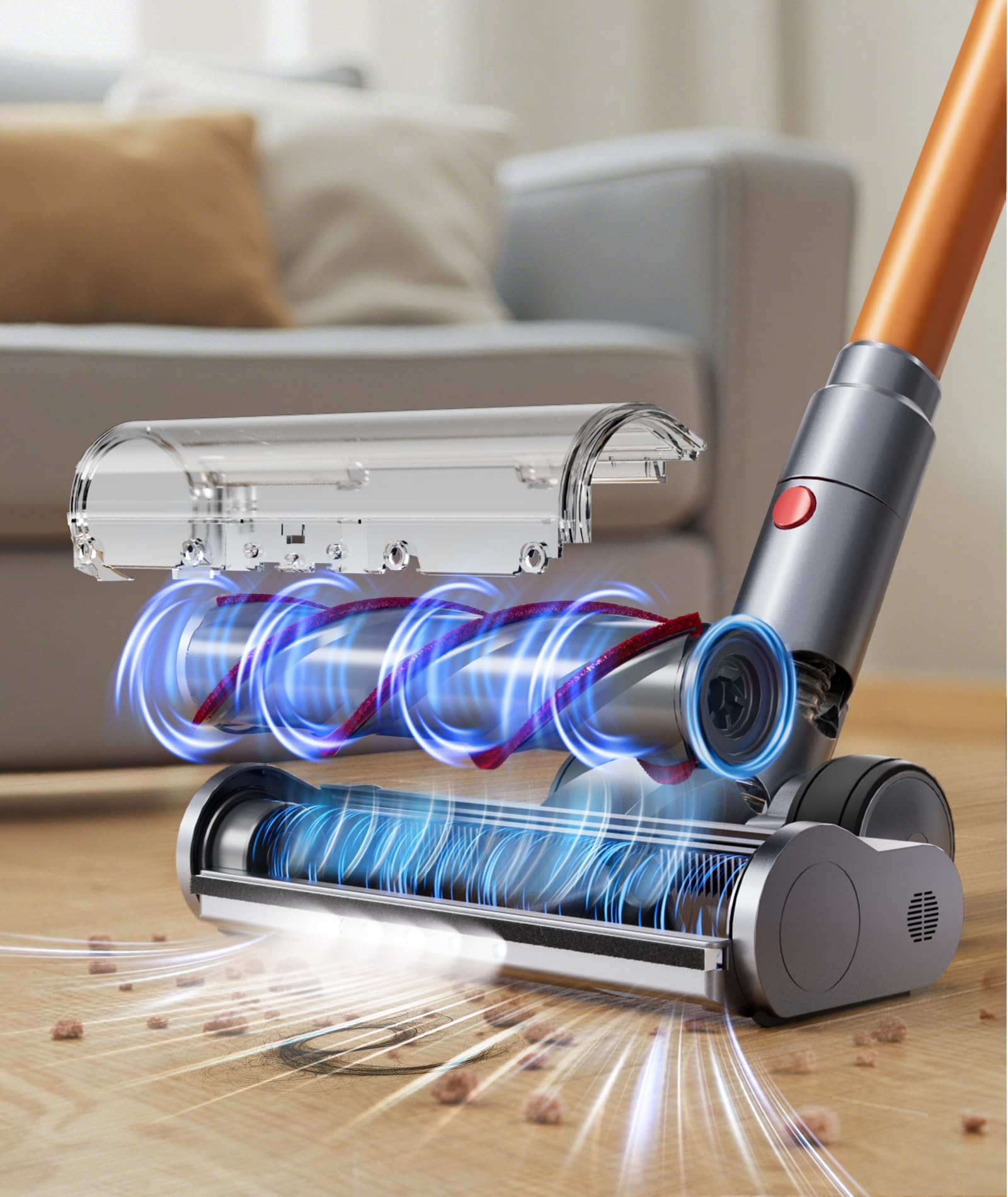 SunSare X7A Pro 5-series upright brush cleans edges and corners.