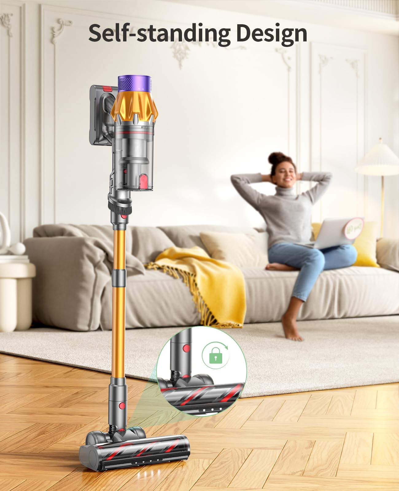 SunSare X7A self-standing design keeps the vacuum ready to grab.