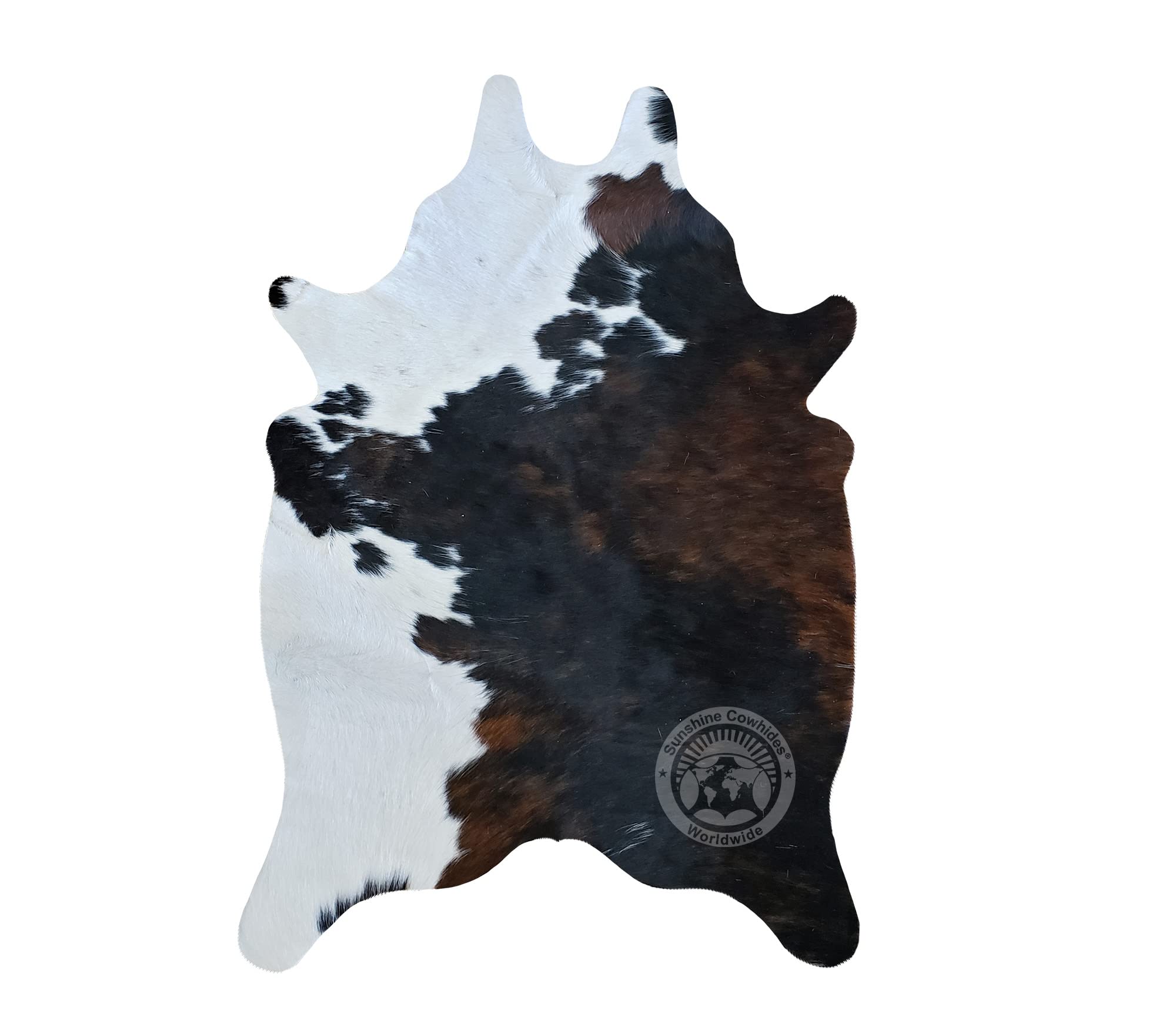 Sunshine Cowhides bedroom ambience adds cozy warmth underfoot.