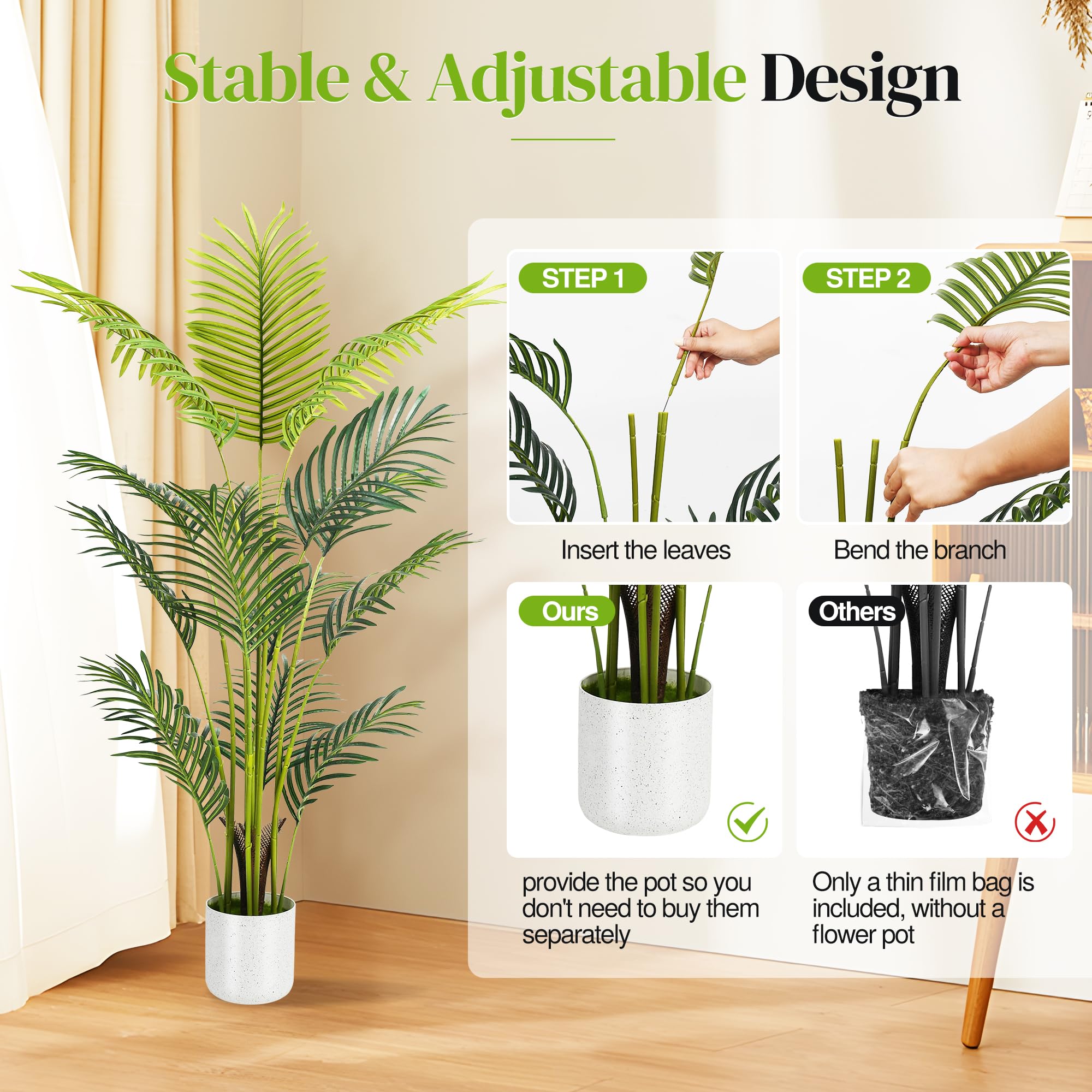 Suntee indoor outdoor ready palm decor for homes, offices, or patios.