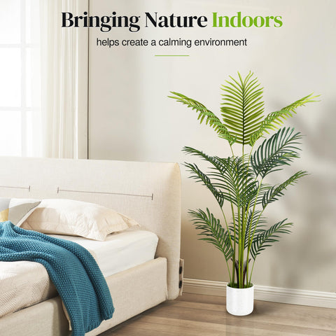 Suntee palm tree in concrete moss planter ensures stability in any space.