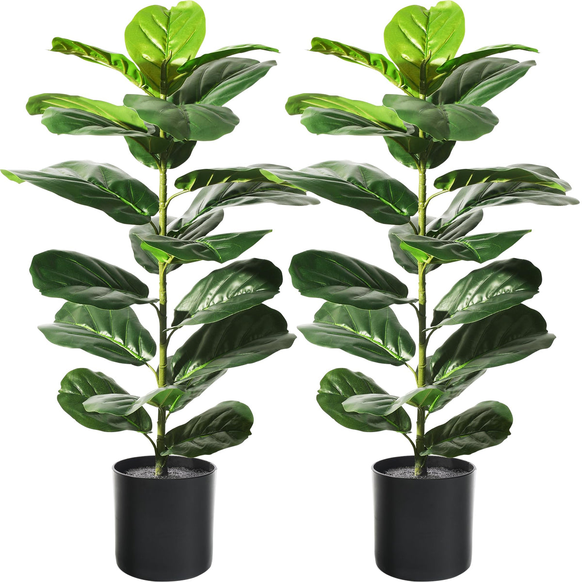Suntee two-pack 30-inch fiddle leaf fig tree front view for living room decor