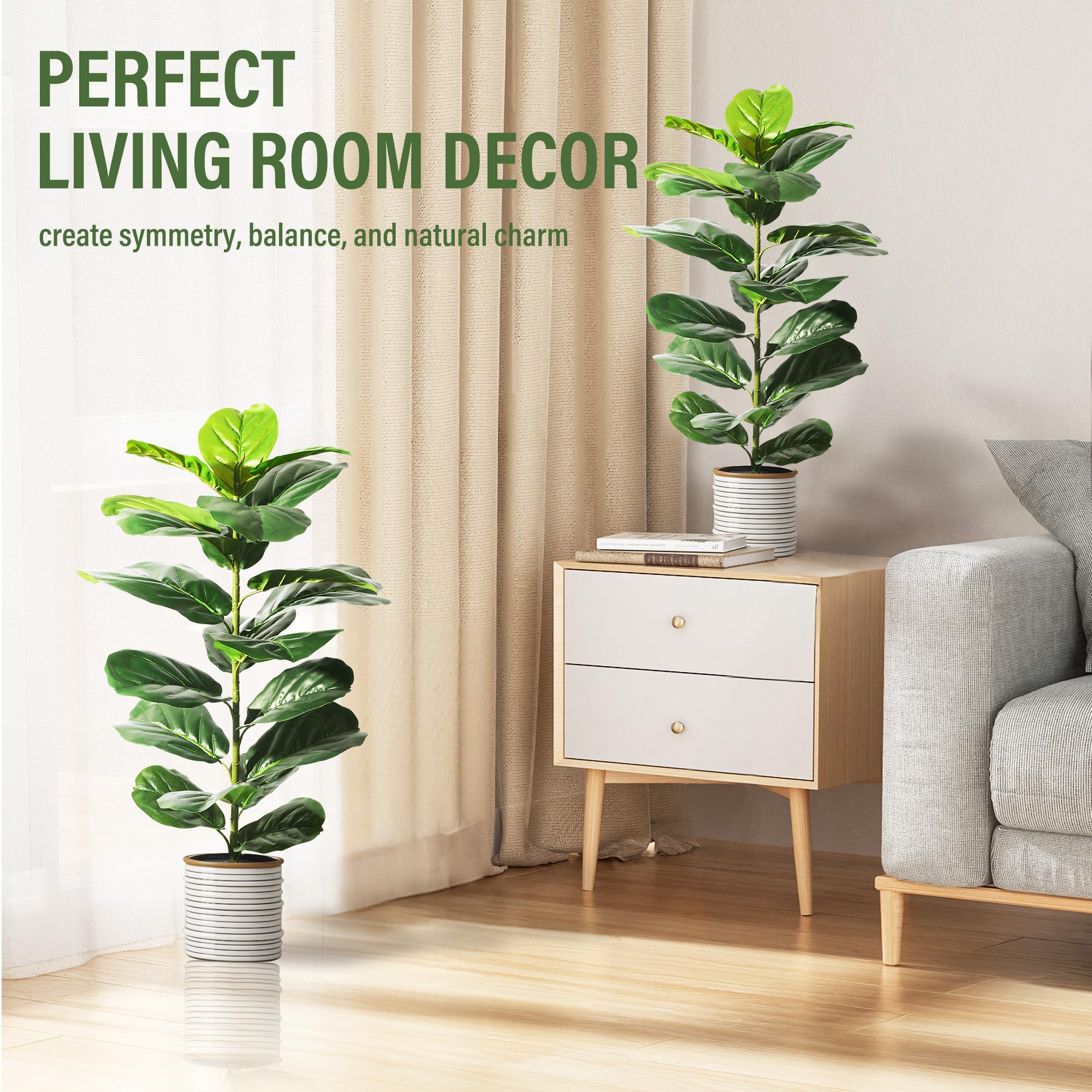 Suntee artificial fiddle leaf fig leaves adjustable for layout flexibility