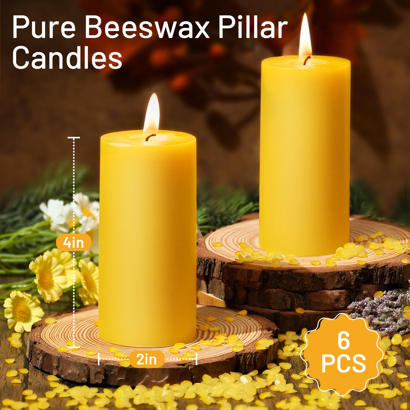 Sunwinx beeswax candle 2x4 inch smokeless burn for cozy evenings