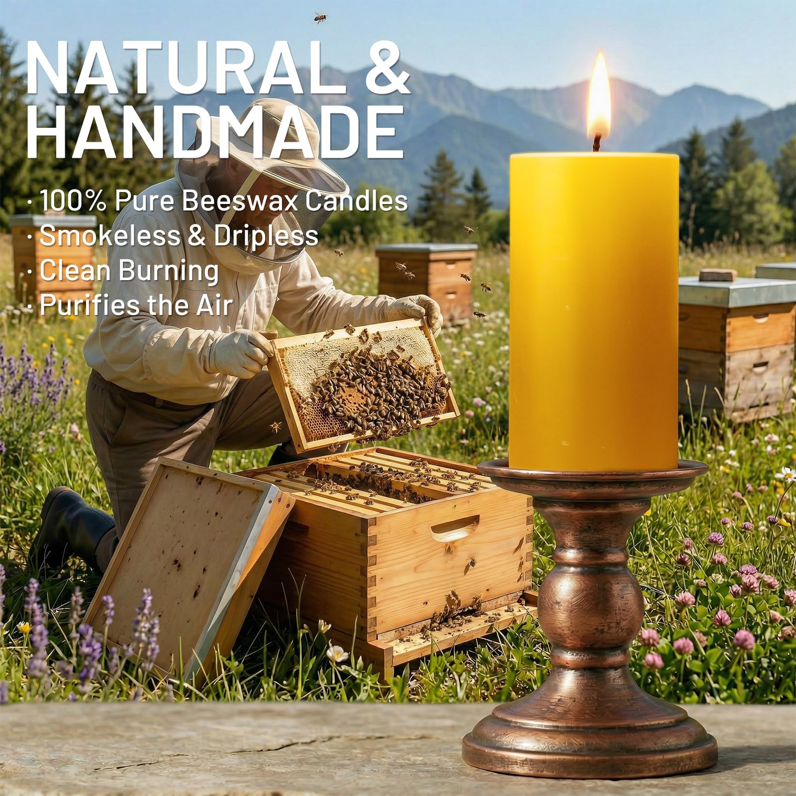 Sunwinx beeswax candle aiding air freshness with natural ions